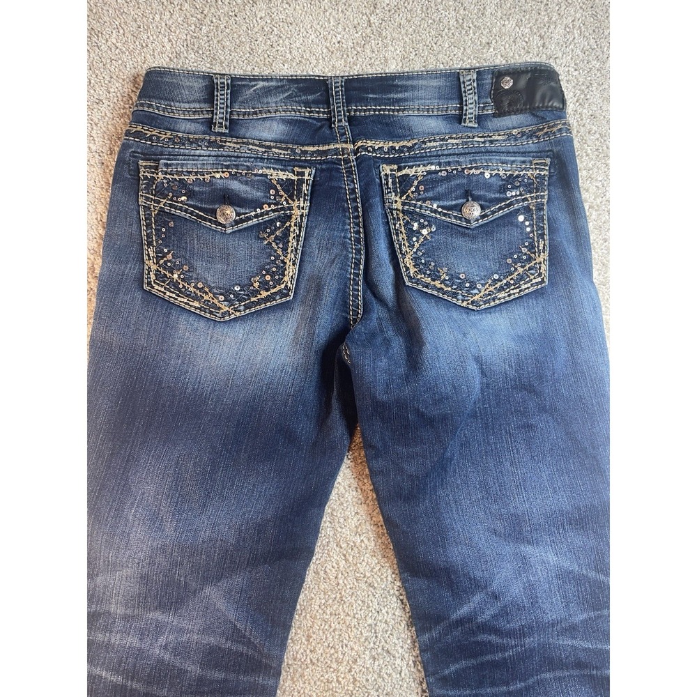 Silver Suki Mid Slim Boot Jeans Womens W33x33 Thick Stitch Bling Pockets